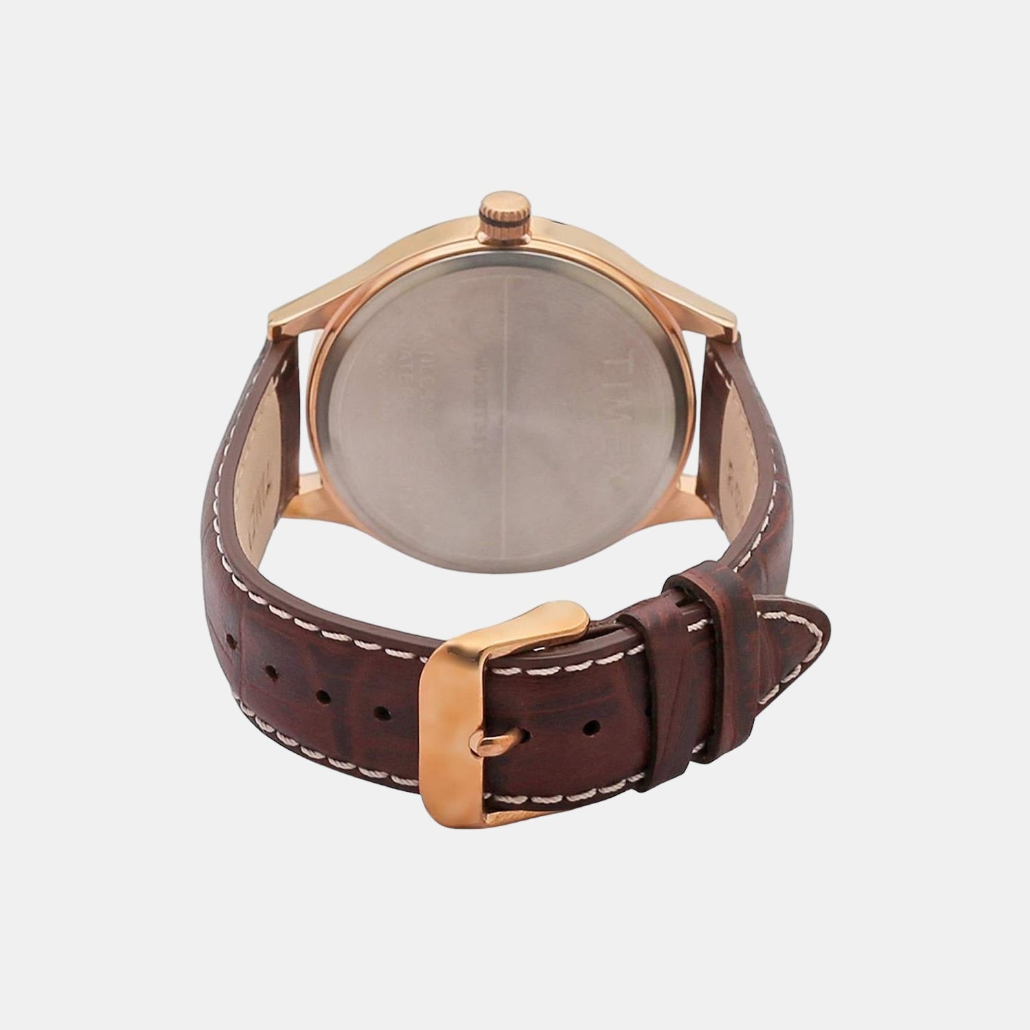 Fashion Men Quartz Rose Gold Dial Chronograph Leather Watch TW000T311