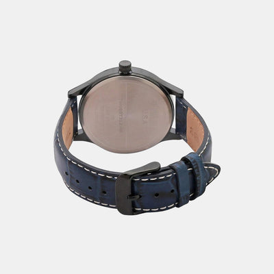 Fashion Men Quartz Blue Dial Chronograph Leather Watch TW000T312