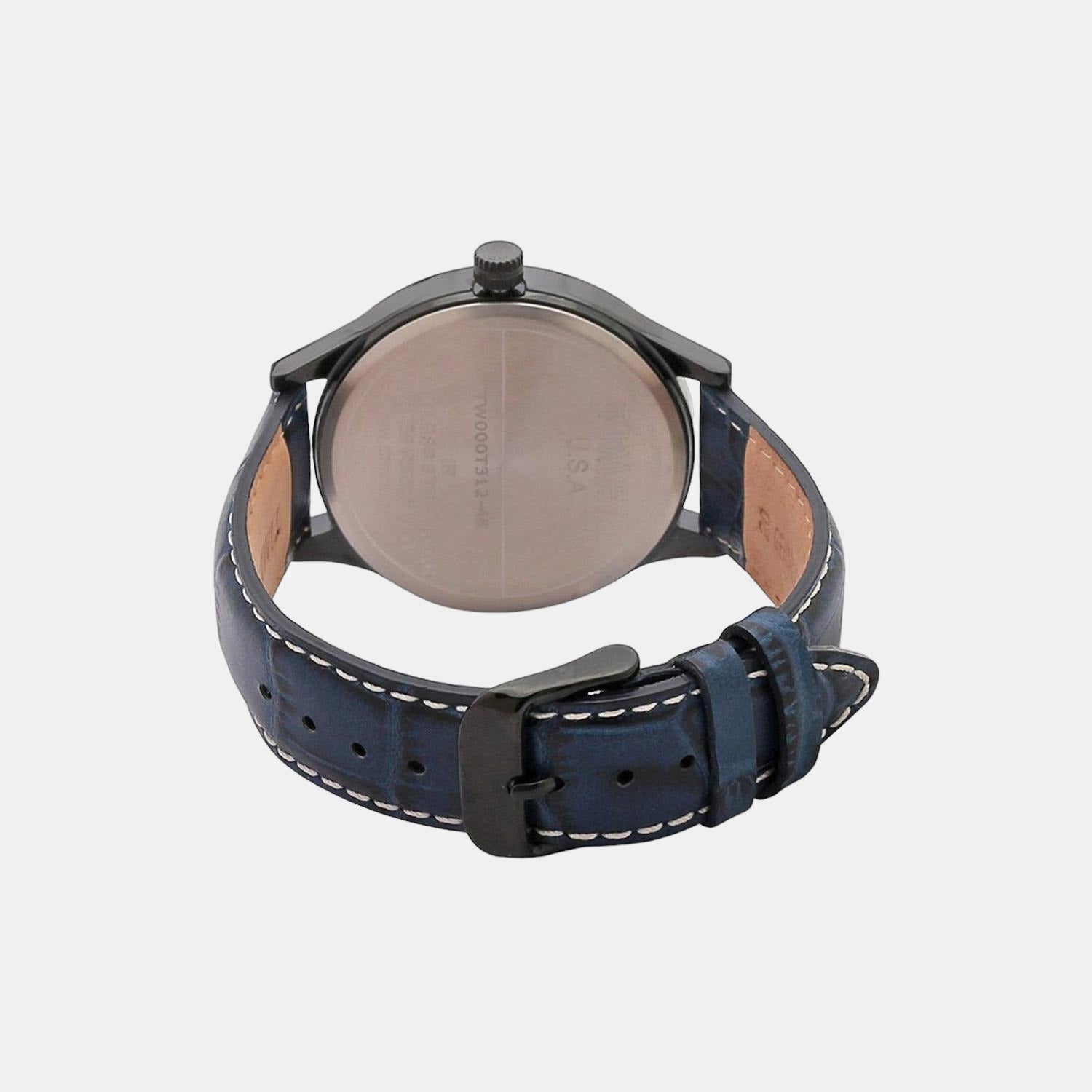 Fashion Men Quartz Blue Dial Chronograph Leather Watch TW000T312