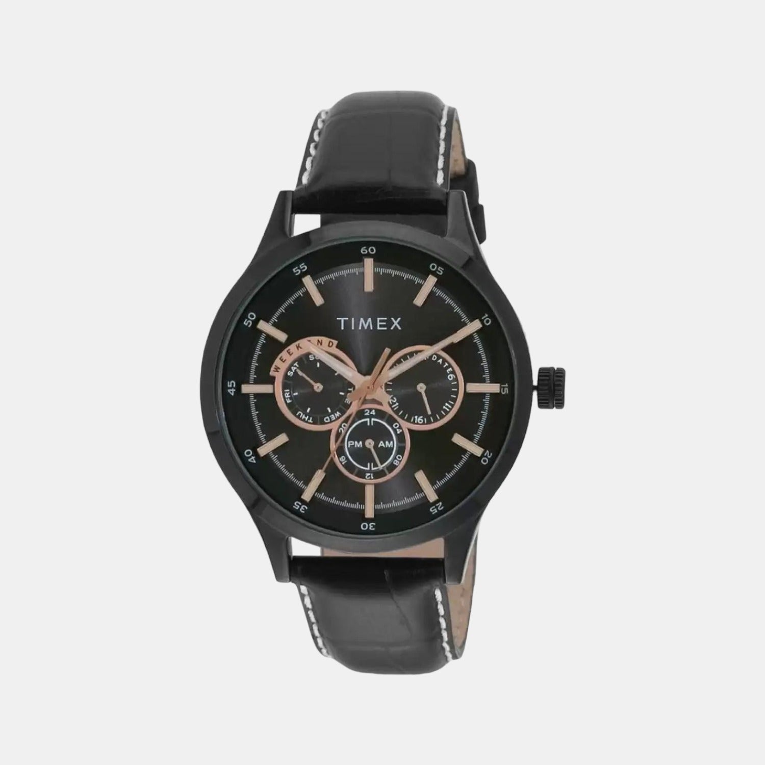 Fashion Men Quartz Grey Dial Chronograph Leather Watch TW000T313