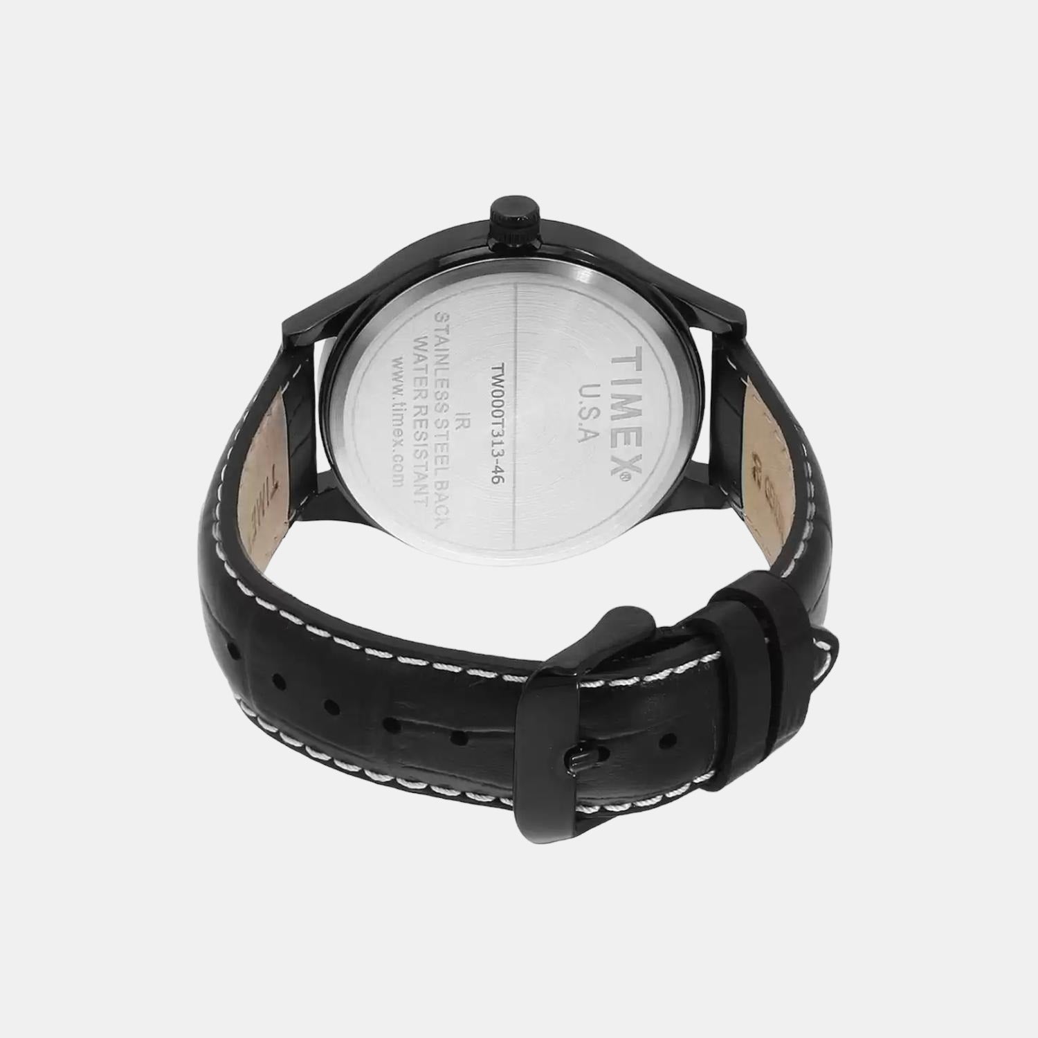 Fashion Men Quartz Grey Dial Chronograph Leather Watch TW000T313