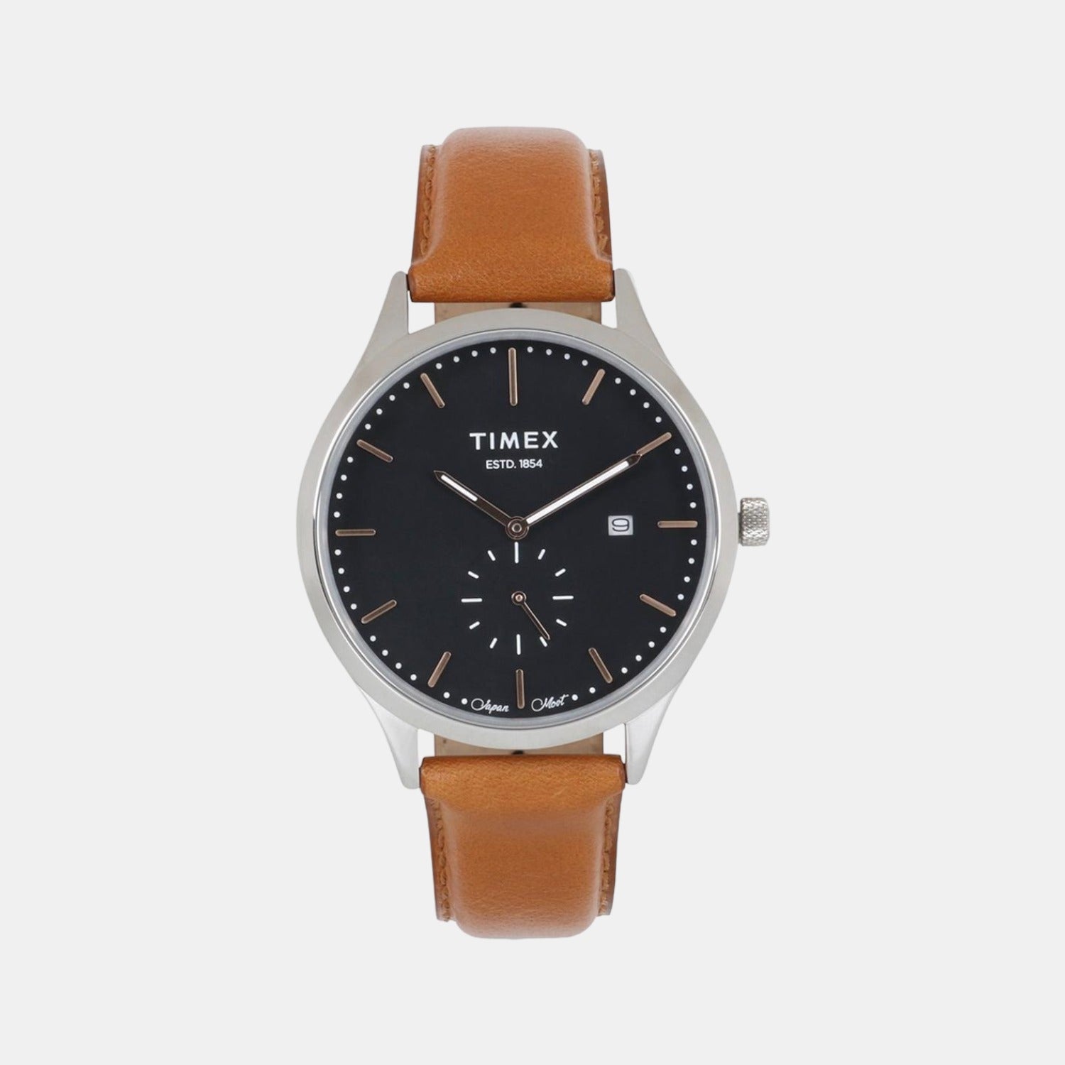 Fashion Men Quartz Black Dial Analog Leather Watch TW000T314