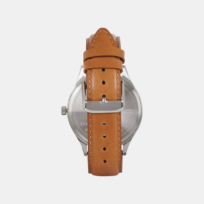 Fashion Men Quartz Black Dial Analog Leather Watch TW000T314
