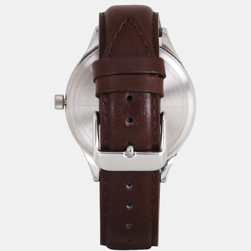 Fashion Men Quartz Grey Dial Analog Leather Watch TW000T315
