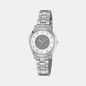 Fashion Women Quartz Silver Dial Analog Stainless Steel Watch TW000T611