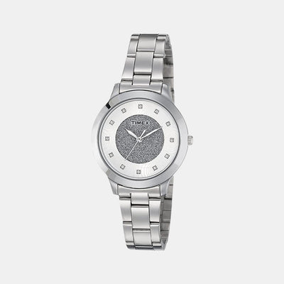 Fashion Women Quartz Silver Dial Analog Stainless Steel Watch TW000T611