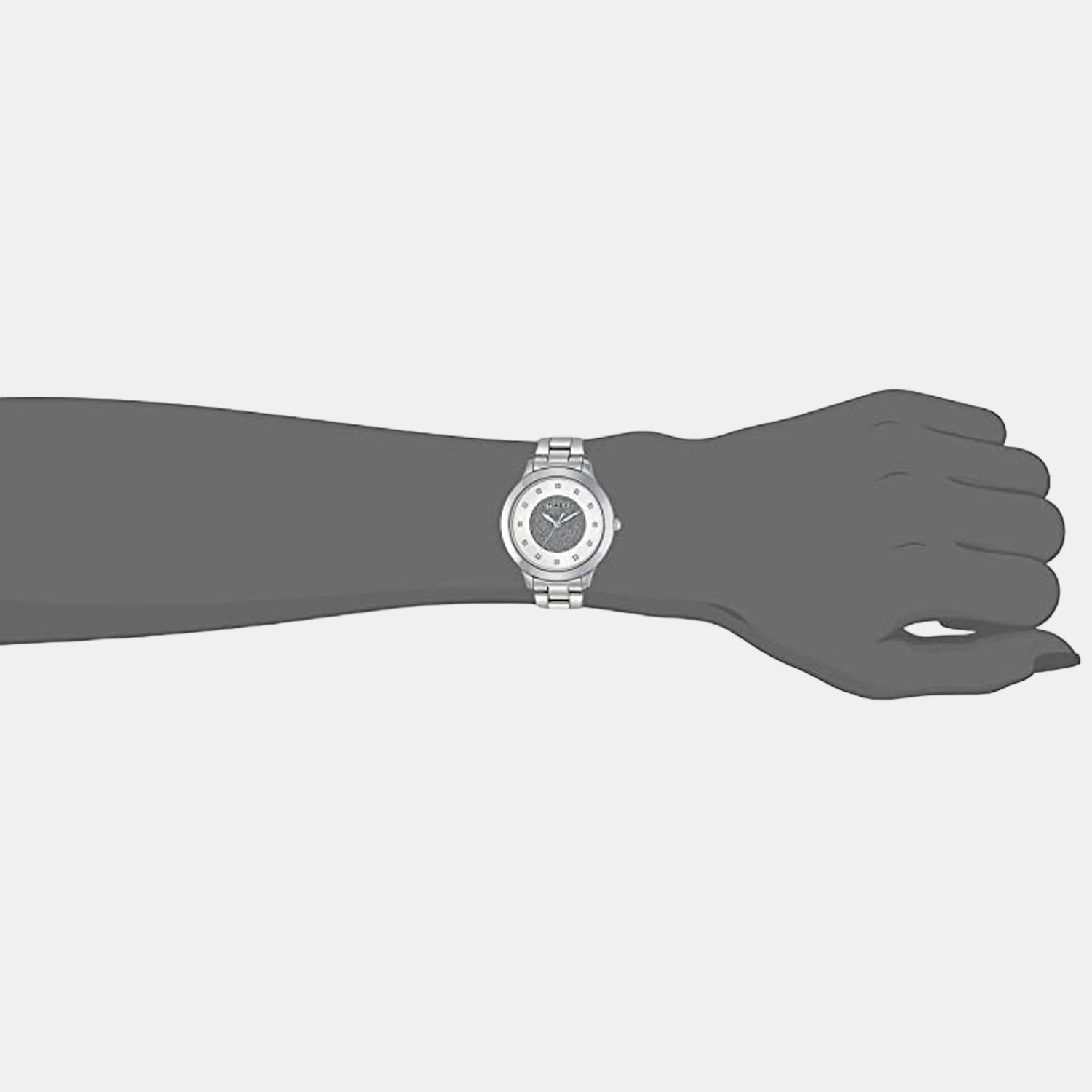 Fashion Women Quartz Silver Dial Analog Stainless Steel Watch TW000T611