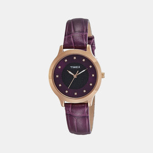 Fashion Women Quartz Purple Dial Analog Stainless Steel Watch TW000T616