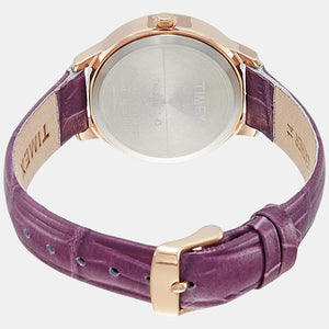 Fashion Women Quartz Purple Dial Analog Stainless Steel Watch TW000T616