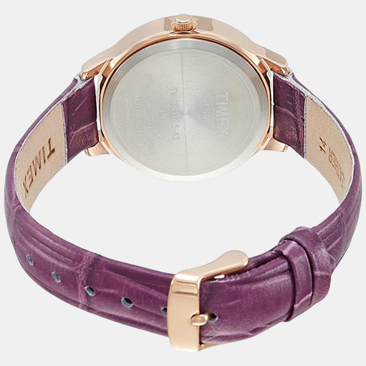 Fashion Women Quartz Purple Dial Analog Stainless Steel Watch TW000T616