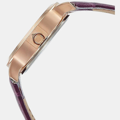 Fashion Women Quartz Purple Dial Analog Stainless Steel Watch TW000T616