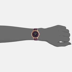Fashion Women Quartz Purple Dial Analog Stainless Steel Watch TW000T616