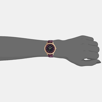 Fashion Women Quartz Purple Dial Analog Stainless Steel Watch TW000T616