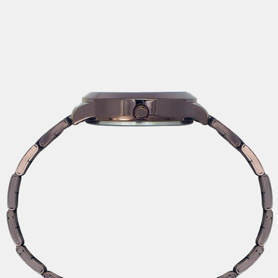 Fashion Women Quartz Brown Dial Analog Stainless Steel Watch TW000T632