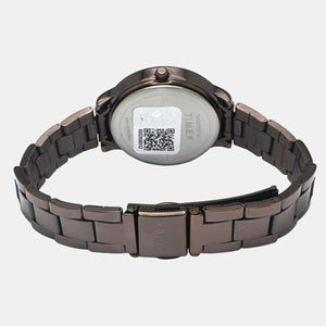 Fashion Women Quartz Brown Dial Analog Stainless Steel Watch TW000T632