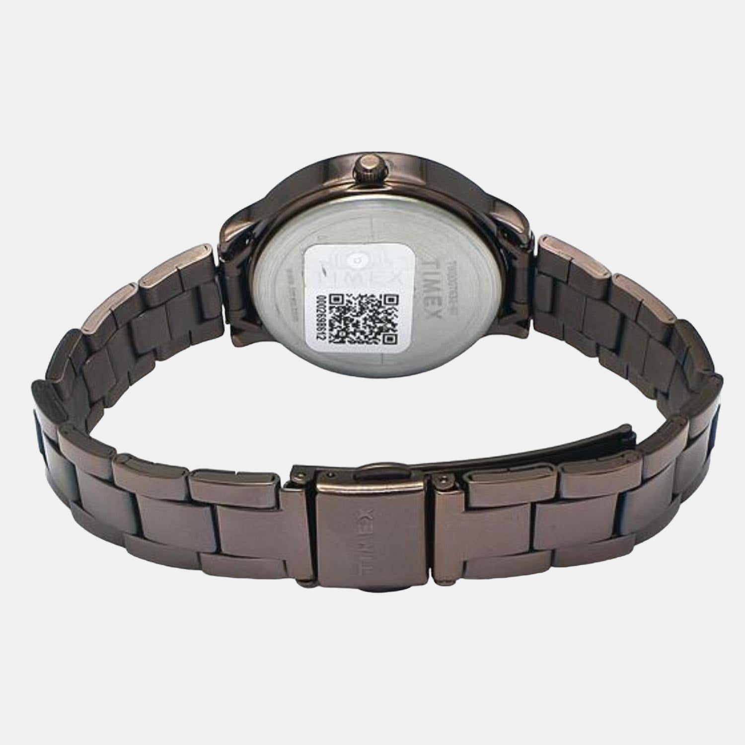 Fashion Women Quartz Brown Dial Analog Stainless Steel Watch TW000T632
