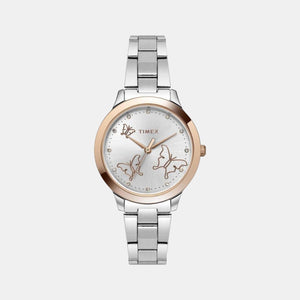 Fashion Women Quartz Silver Dial Analog Stainless Steel Watch TW000T634