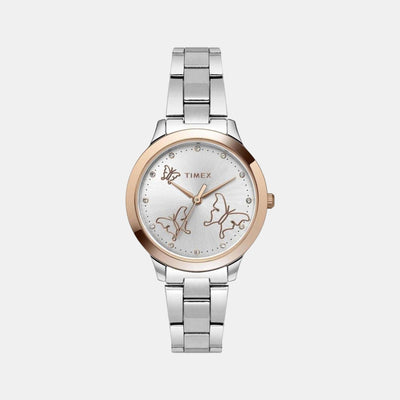 Fashion Women Quartz Silver Dial Analog Stainless Steel Watch TW000T634