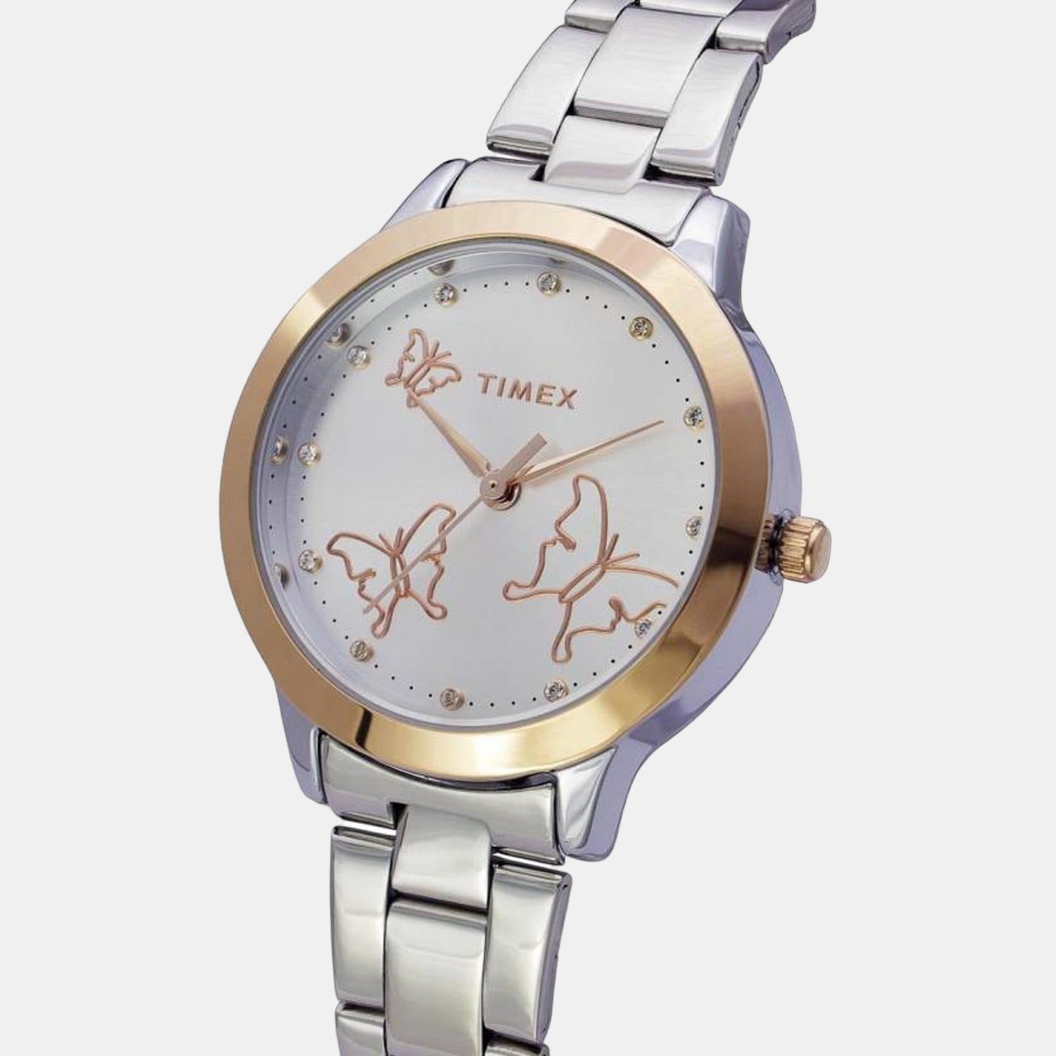 Fashion Women Quartz Silver Dial Analog Stainless Steel Watch TW000T634