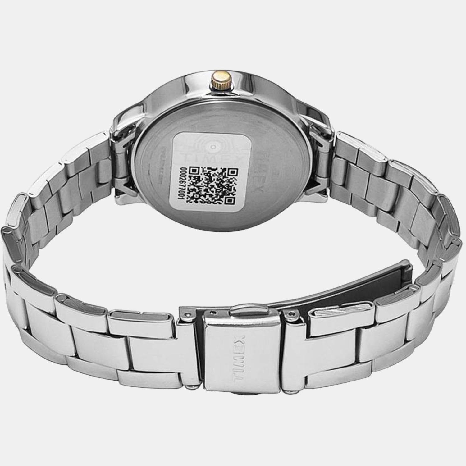 Fashion Women Quartz Silver Dial Analog Stainless Steel Watch TW000T634