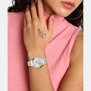 Fashion Women Quartz Silver Dial Analog Stainless Steel Watch TW000T634