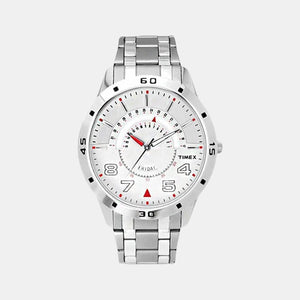 Fashion Men Quartz Silver Dial Analog Stainless Steel Watch TW000U904