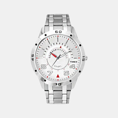 Fashion Men Quartz Silver Dial Analog Stainless Steel Watch TW000U904