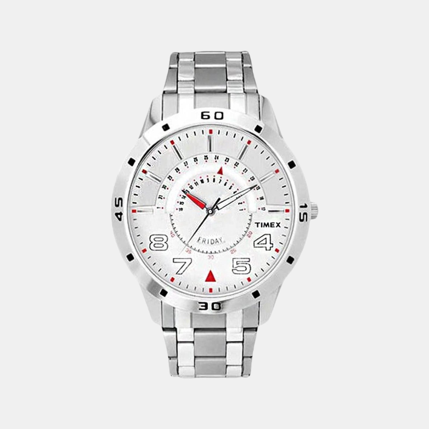 Fashion Men Quartz Silver Dial Analog Stainless Steel Watch TW000U904