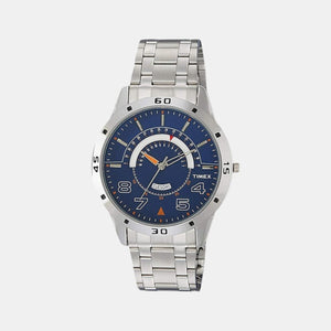 Fashion Men Quartz Blue Dial Analog Stainless Steel Watch TW000U907