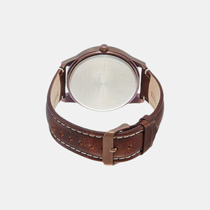 Fashion Men Quartz Brown Dial Multi-Function Leather Watch TW000U914