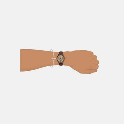 Fashion Men Quartz Brown Dial Chronograph Leather Watch TW000U915