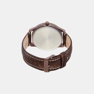 Fashion Men Quartz Silver Dial Chronograph Leather Watch TW000U916