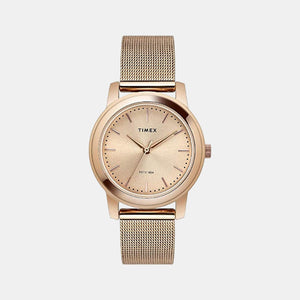 Fashion Women Quartz Rose Gold Dial Analog Stainless Steel Watch TW000W111