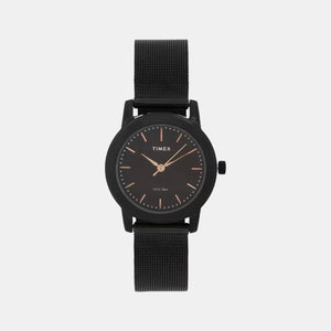 Fashion Women Quartz Black Dial Analog Stainless Steel Watch TW000W114