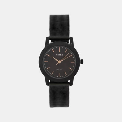 Fashion Women Quartz Black Dial Analog Stainless Steel Watch TW000W114