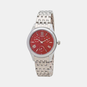 Fashion Women Quartz Red Dial Chronograph Stainless Steel Watch TW000W215