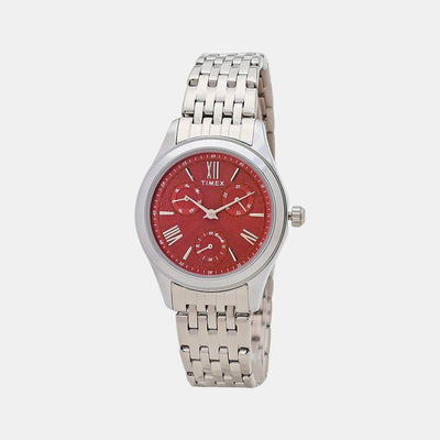 Fashion Women Quartz Red Dial Chronograph Stainless Steel Watch TW000W215