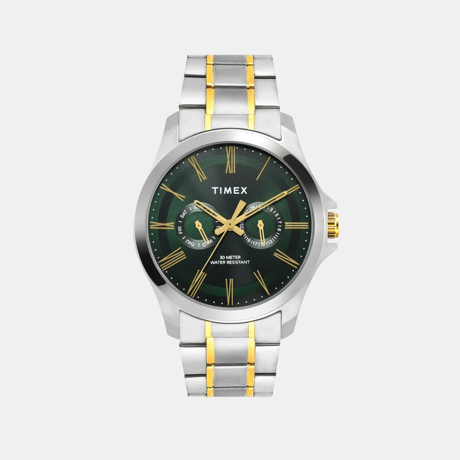 Classics Men Quartz Green Dial Multi-Function Stainless Steel Watch TW000X130