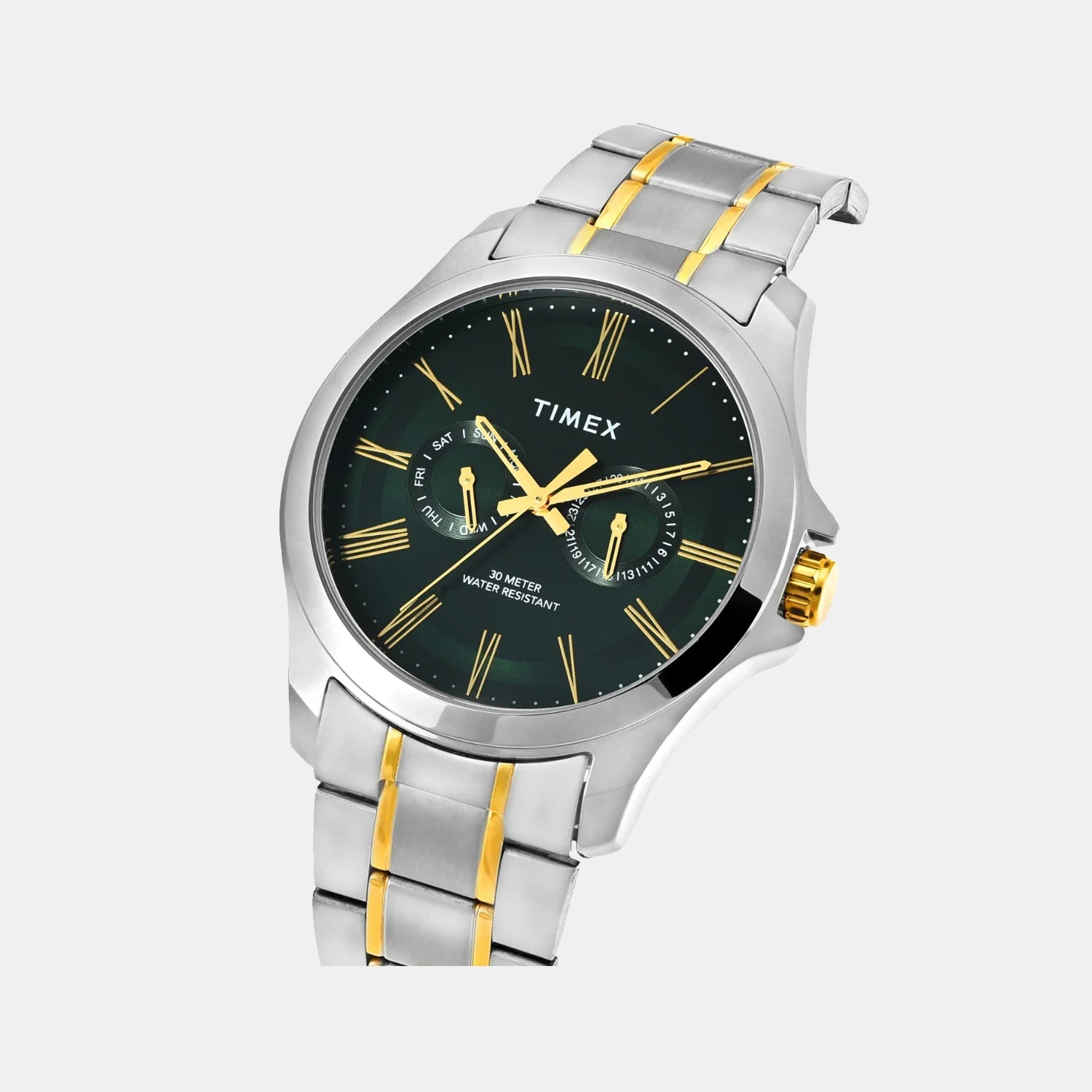 Classics Men Quartz Green Dial Multi-Function Stainless Steel Watch TW000X130