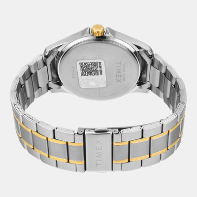 Fashion Men Quartz Silver Dial Analog Stainless Steel Watch TW000X134