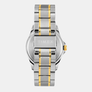 Fashion Men Quartz Silver Dial Analog Stainless Steel Watch TW000X134