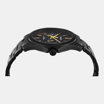 Fashion Men Quartz Black Dial Analog Stainless Steel Watch TW000X135