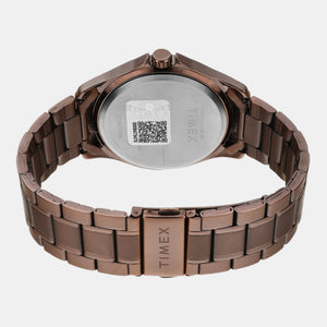 Fashion Men Quartz Brown Dial Analog Stainless Steel Watch TW000X136