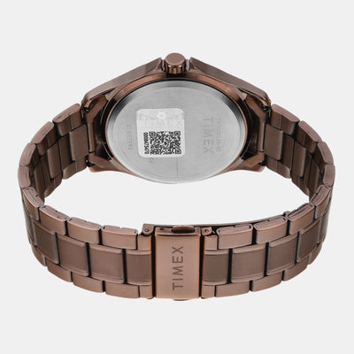 Fashion Men Quartz Brown Dial Analog Stainless Steel Watch TW000X136