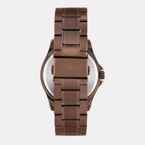 Fashion Men Quartz Brown Dial Analog Stainless Steel Watch TW000X136