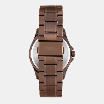 Fashion Men Quartz Brown Dial Analog Stainless Steel Watch TW000X136