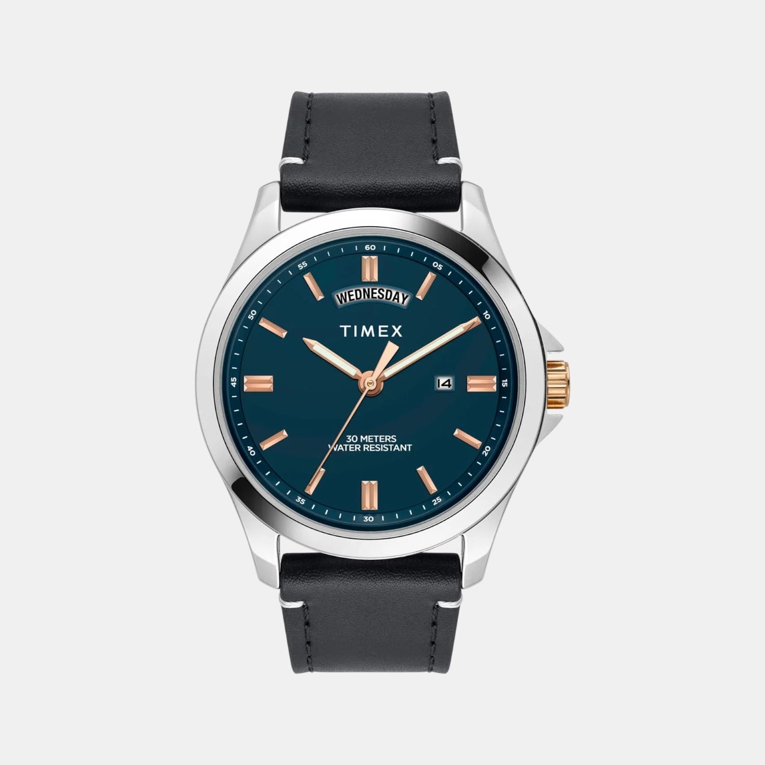 Fashion Men Quartz Green Dial Analog Leather Watch TW000X139