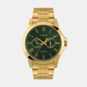 Fashion Men Quartz Green Dial Multi-Function Stainless Steel Watch TW000X142