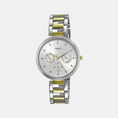 Fashion Women Quartz Silver Dial Chronograph Stainless Steel Watch TW000X207