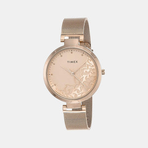 Fashion Women Quartz Rose Gold Dial Analog Stainless Steel Watch TW000X219